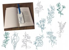 Stickserie ITH - Lesezeichen Garden Flowers Lineart